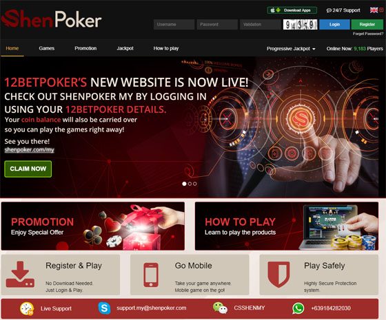 Shen Poker webbsida