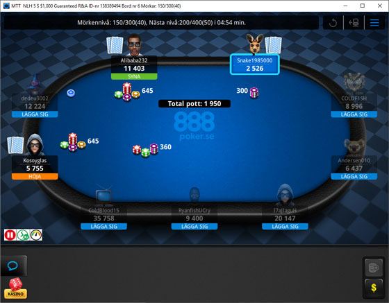 Pokerbord hos 888poker