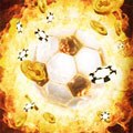 fotboll i eldsflammor