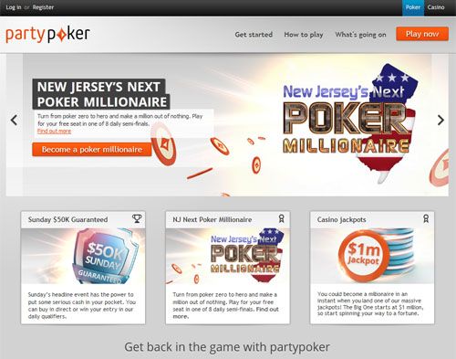 party poker webbsajt screenhsot