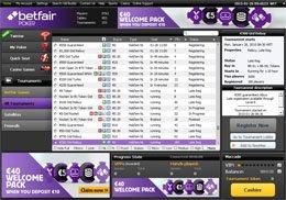 Betfair Poker lobby