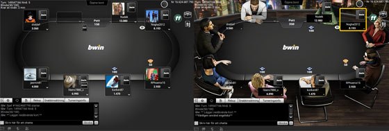 bwin pokerbord med 2D respektive 3D-grafik