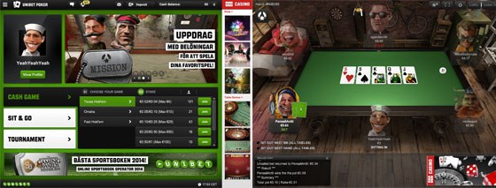 Unibet lobby och spelrum